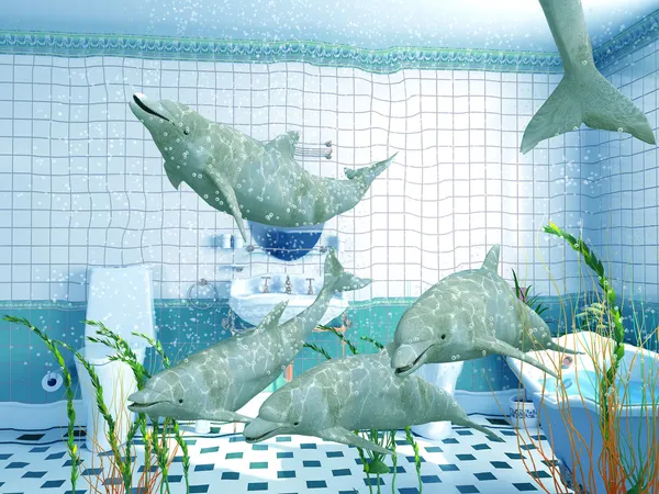 Badezimmerdelfine — Stockfoto