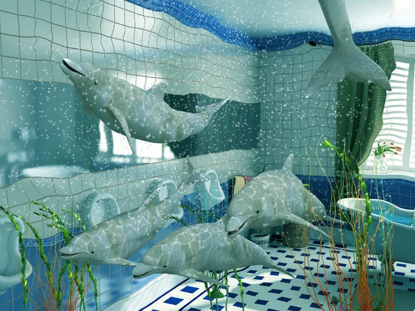 Bathroom dolphins — Stock Photo, Image