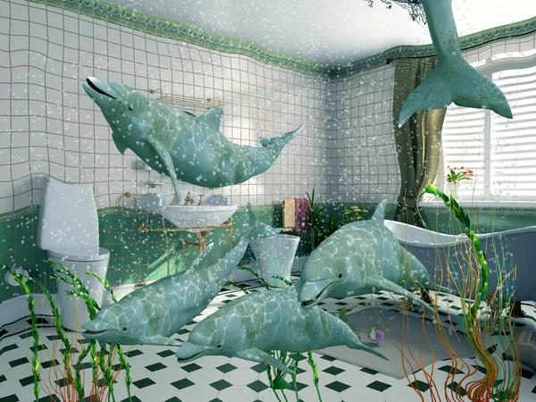 浴室海豚 — 图库照片