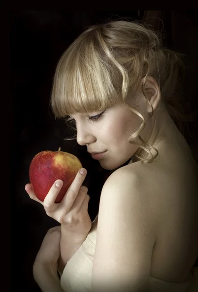Menina & maçã — Fotografia de Stock