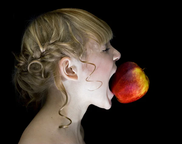 Menina e maçã — Fotografia de Stock