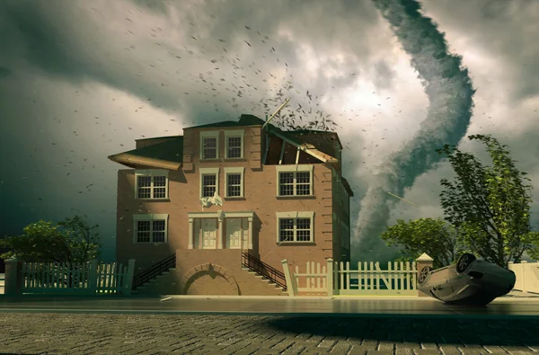 Tornado über dem Haus — Stockfoto