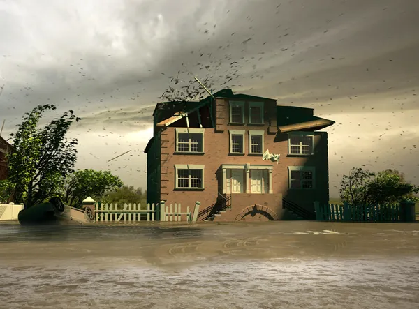 Затоплення будинок — стокове фото