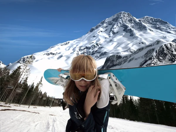 Snowboard kız — Stok fotoğraf