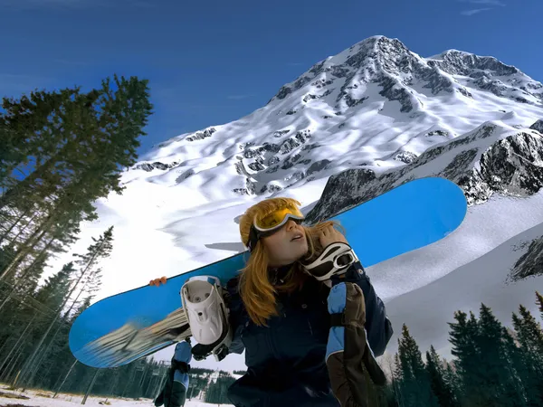 Snowboard κορίτσι — Φωτογραφία Αρχείου