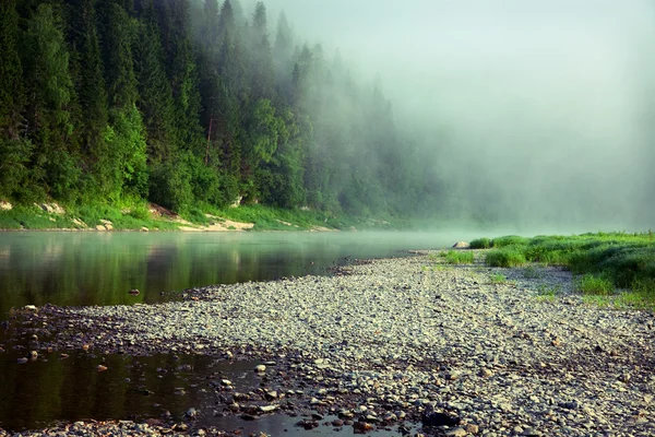 Nevoeiro em um rio — Fotografia de Stock