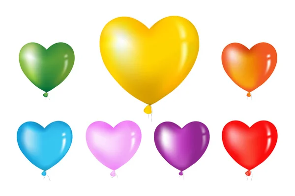 Palloncini colorati a forma di cuore — Vettoriale Stock