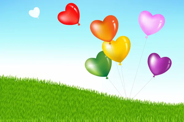 Balões coloridos em forma de coração —  Vetores de Stock
