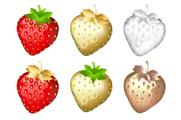 草莓套件，白色孤立 — 图库矢量图片