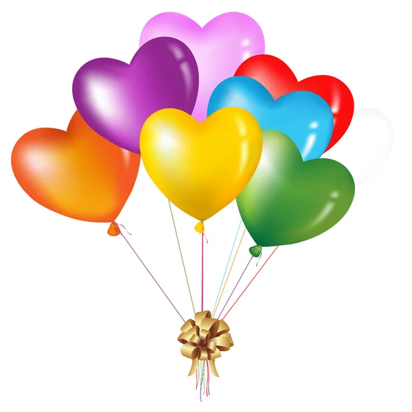 Ramo de globos coloridos en forma de corazón — Archivo Imágenes Vectoriales