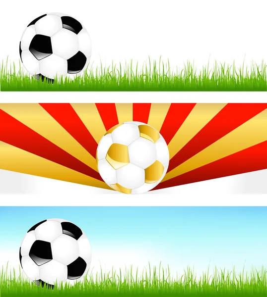 Bandiere con palloni da calcio — Vettoriale Stock