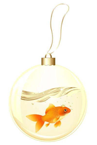 Золотой новогодний бал с золотой рыбкой — стоковый вектор