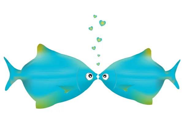 Kissing Fishes — Stock Vector