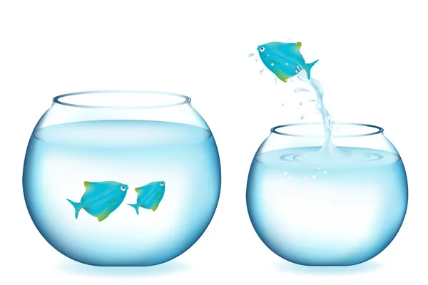 Hoppning blå fisk — Stock vektor