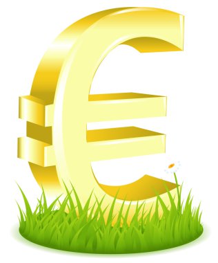 Euro simgesi çimenlerin üzerinde