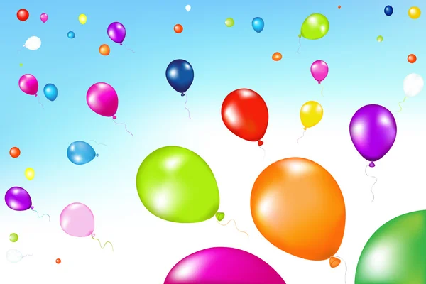 Kleurrijke ballonnen in de lucht — Stockvector