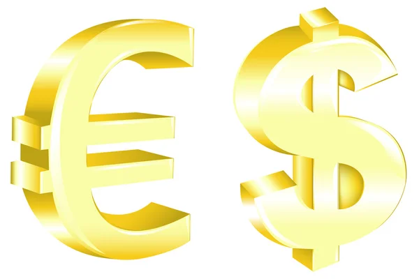 Dollár és az euro-jel — Stock Vector