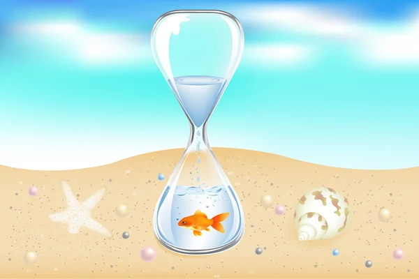 Water Clock On Seaside — Stock Vector