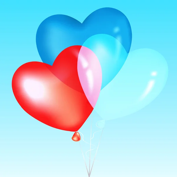 多彩的心形状气球 — 图库矢量图片