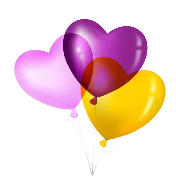 Ballons colorés en forme de coeur — Image vectorielle