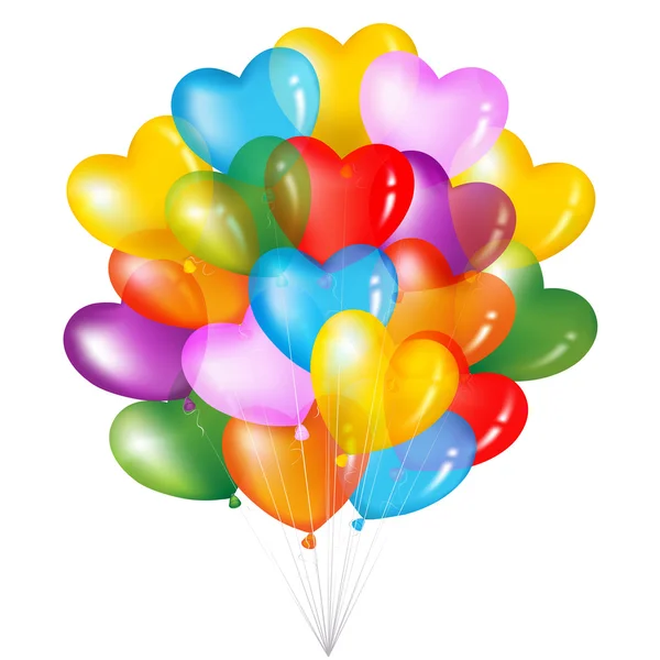 一堆五颜六色的心形状气球 — 图库矢量图片
