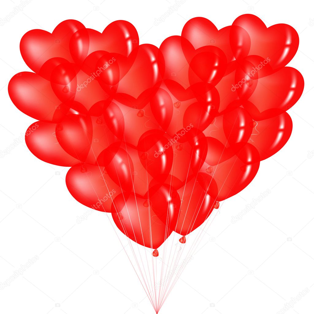 Bunch Of Red Heart Shape Balloons
