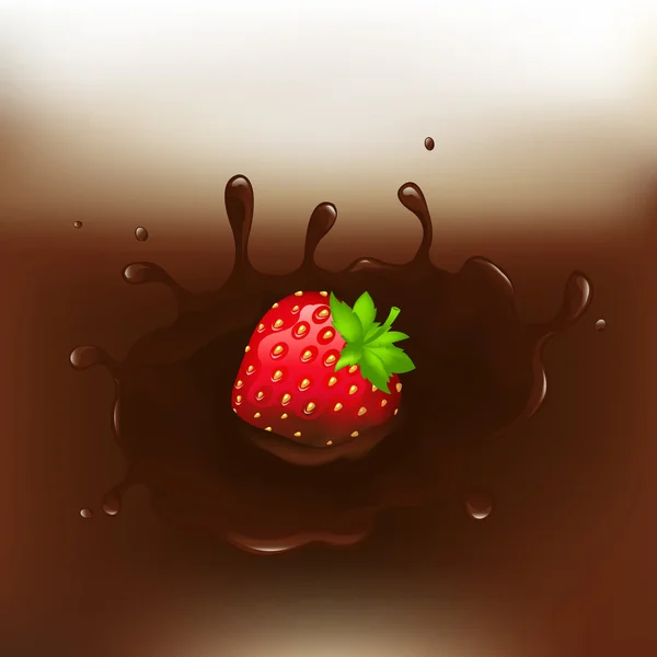 Chocolate-dipped Strawberry — Stock Vector