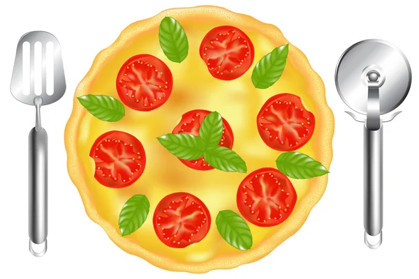 Spatula ve kesici İtalyan pizza — Stok Vektör