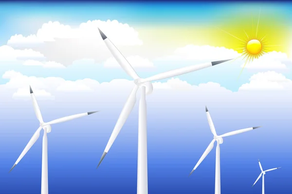 Wind Turbine On Blue Sky — Stock Vector
