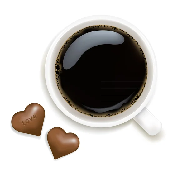 Tasse Kaffee mit Schokolade — Stockvektor