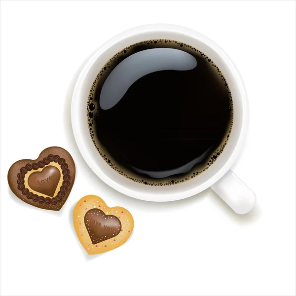 Taza de café con galletas — Vector de stock