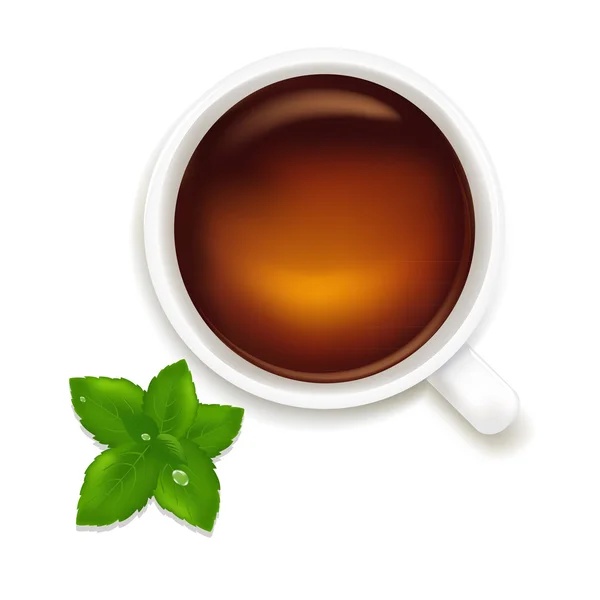 Xícara de chá com hortelã — Vetor de Stock