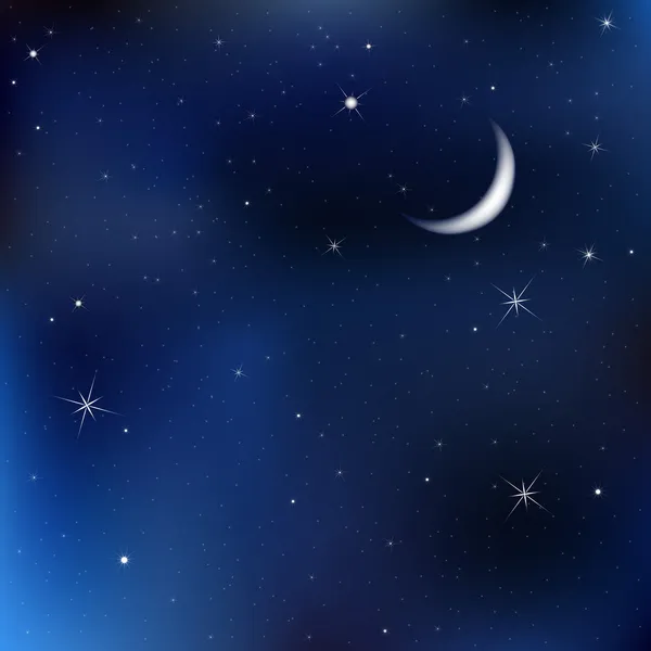 Νυχτερινός ουρανός με φεγγάρι και αστέρια — Διανυσματικό Αρχείο