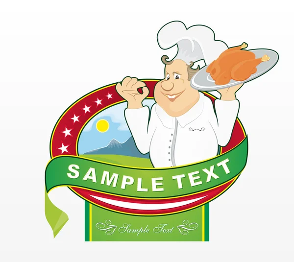 Étiquette du joyeux cuisinier — Image vectorielle