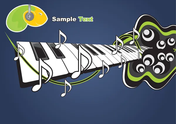 Ilustración de un piano y notas musicales — Vector de stock