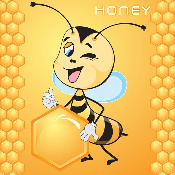 Abeille avec rayons de miel — Image vectorielle