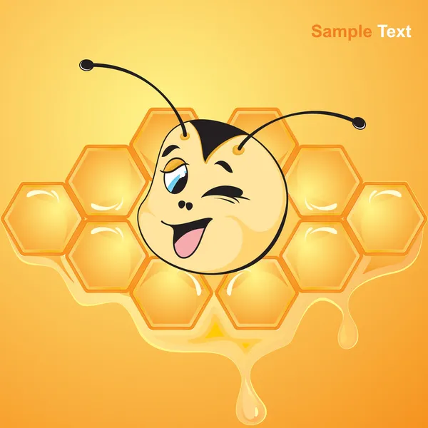 Bee with honeycombs — Stock Vector
