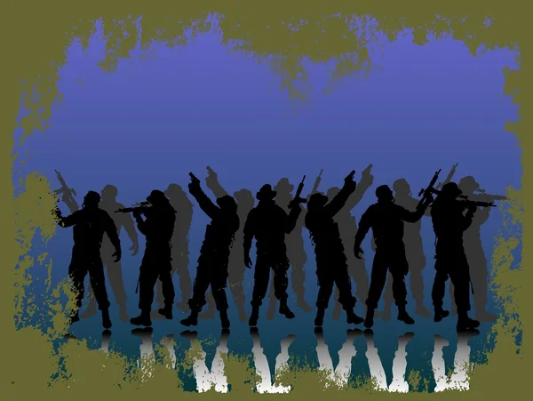 Silhouette de soldaten — Image vectorielle
