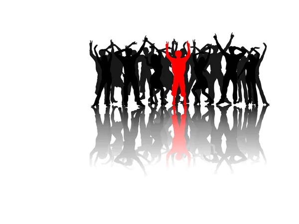 Menschengruppe mit Schattenspiegelung — Image vectorielle