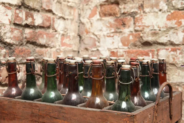 Старые пивные бутылки — стоковое фото