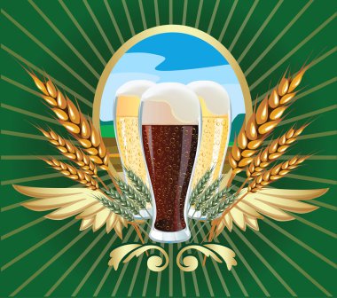 Vector illustration of barley beer label clipart