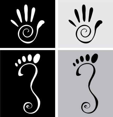 Vector illustration of stylized hand and clipart