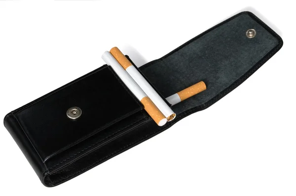 Pouzdro na cigarety a cigarety — Stock fotografie