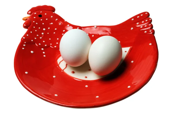 iki izole bir tabağa yumurta