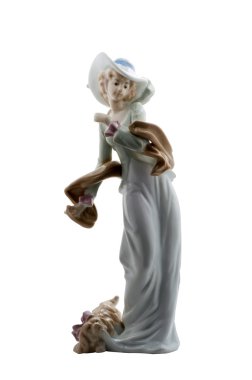 Porcelain figurine Lady with lapdog clipart