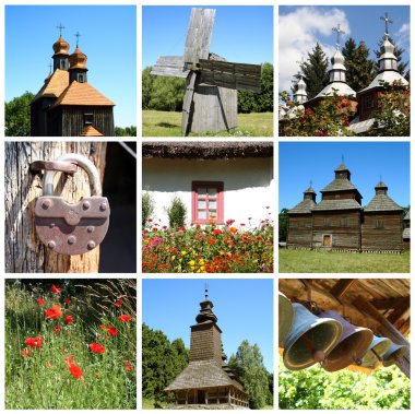 Pirogovo Museum of Architecture and Life of Ukraine collage clipart