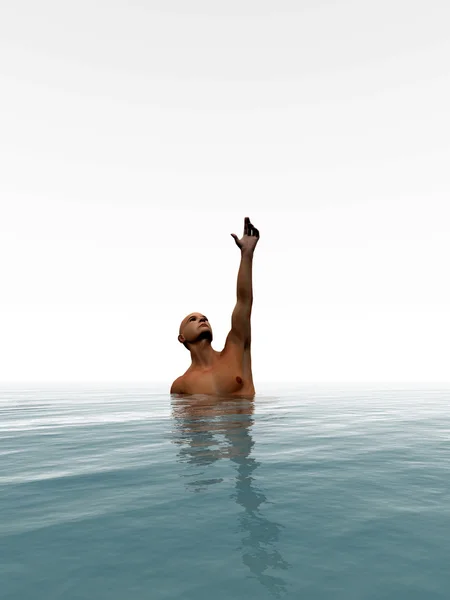 Man Drowning In The Sea — Stock Photo, Image