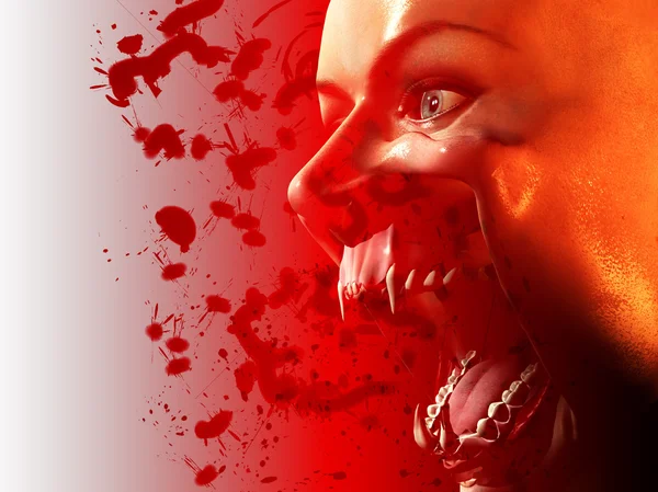Boca de vampiro sangrento — Fotografia de Stock
