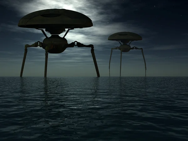 Tripés alienígenas no oceano — Fotografia de Stock