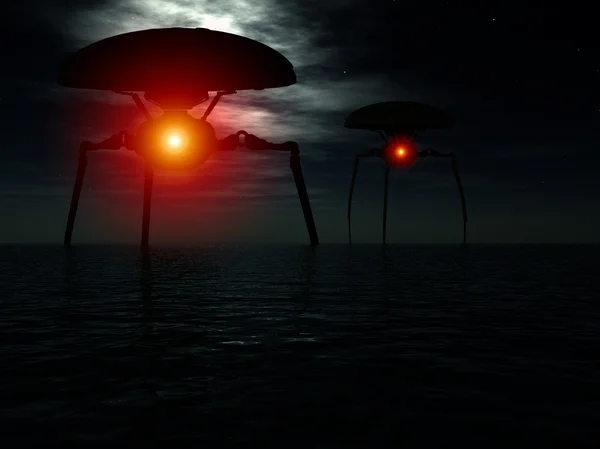 Tripés alienígenas no oceano — Fotografia de Stock